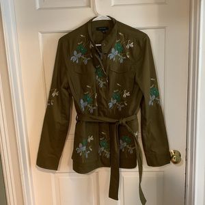 Ann Taylor. Women’s medium embroidered jacket . Olive green